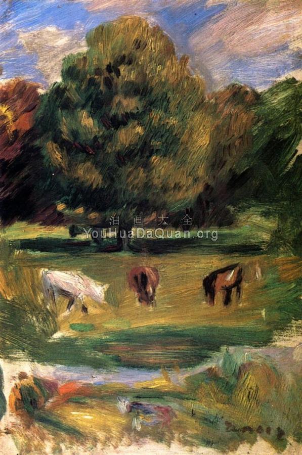 Landscape with Horses - 皮埃尔·奥古斯特·雷诺阿